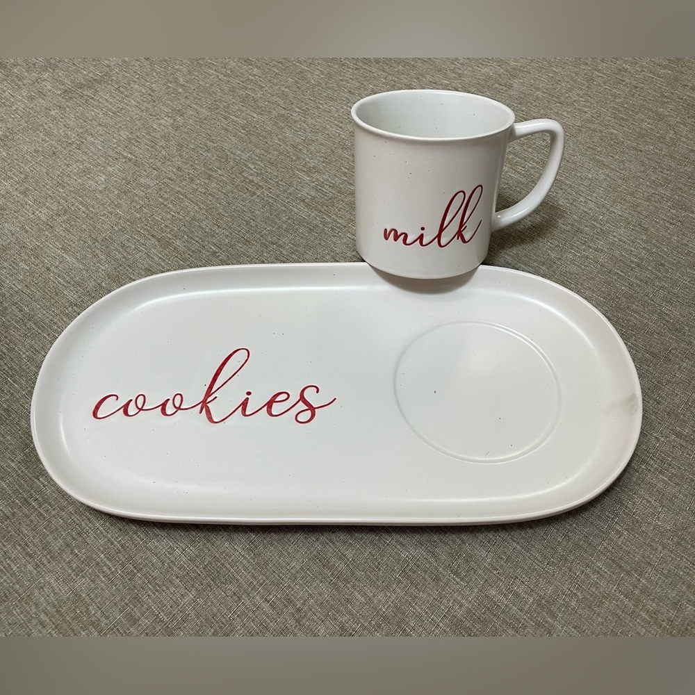 CROFTON CHRISTMAS POTTERY COOKIES & MILK TRAY AND MUG